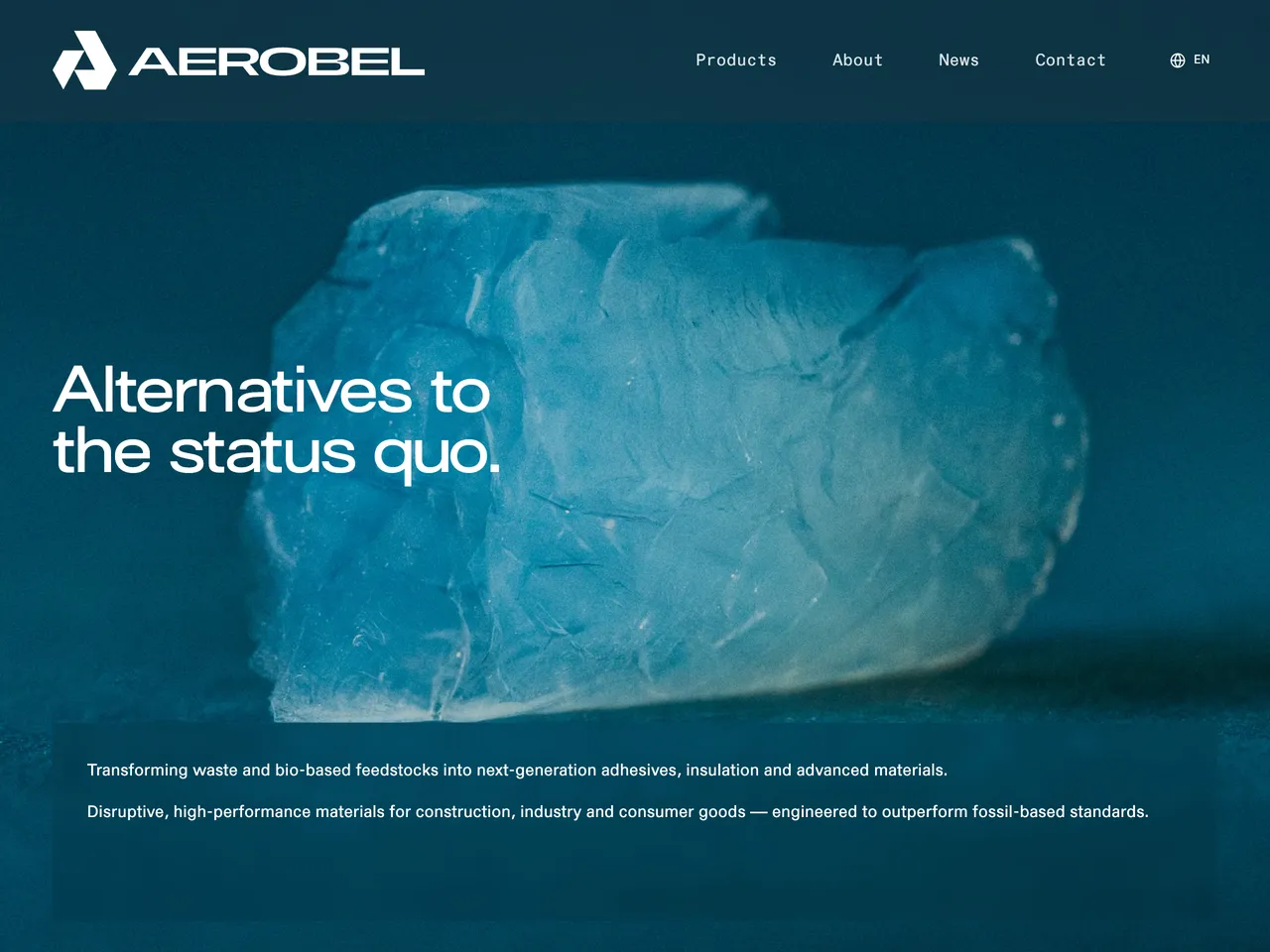 Screenshot van Aerobel, ecologische isolatiematerialen.