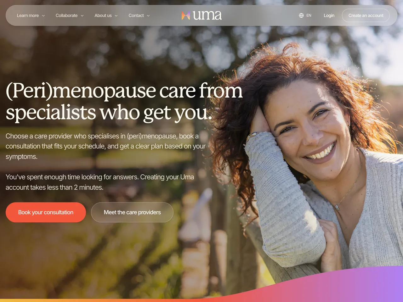 Screenshot van Uma Health, digitaal menopauzeplatform.